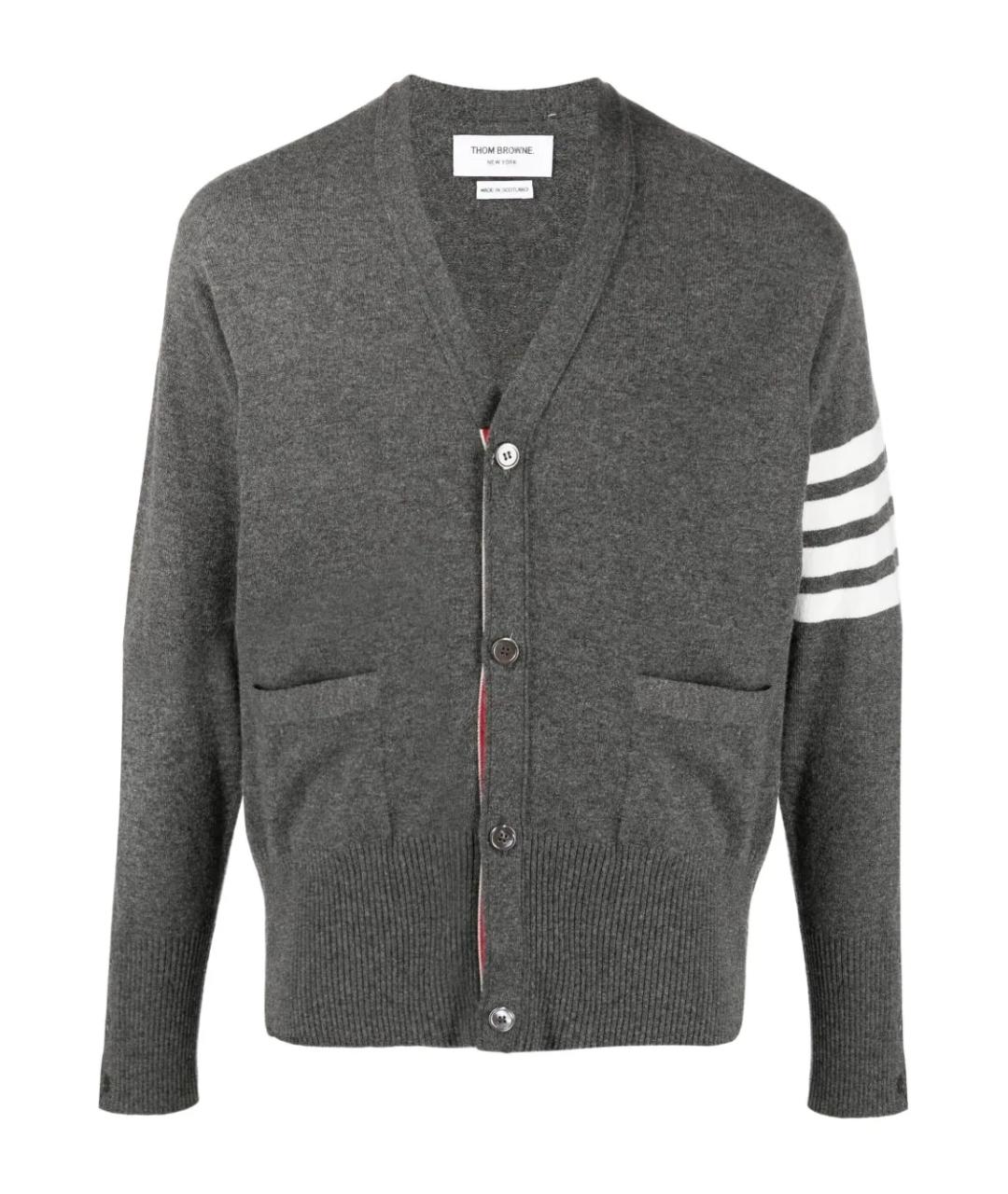 THOM BROWNE Серый кашемировый кардиган, фото 1