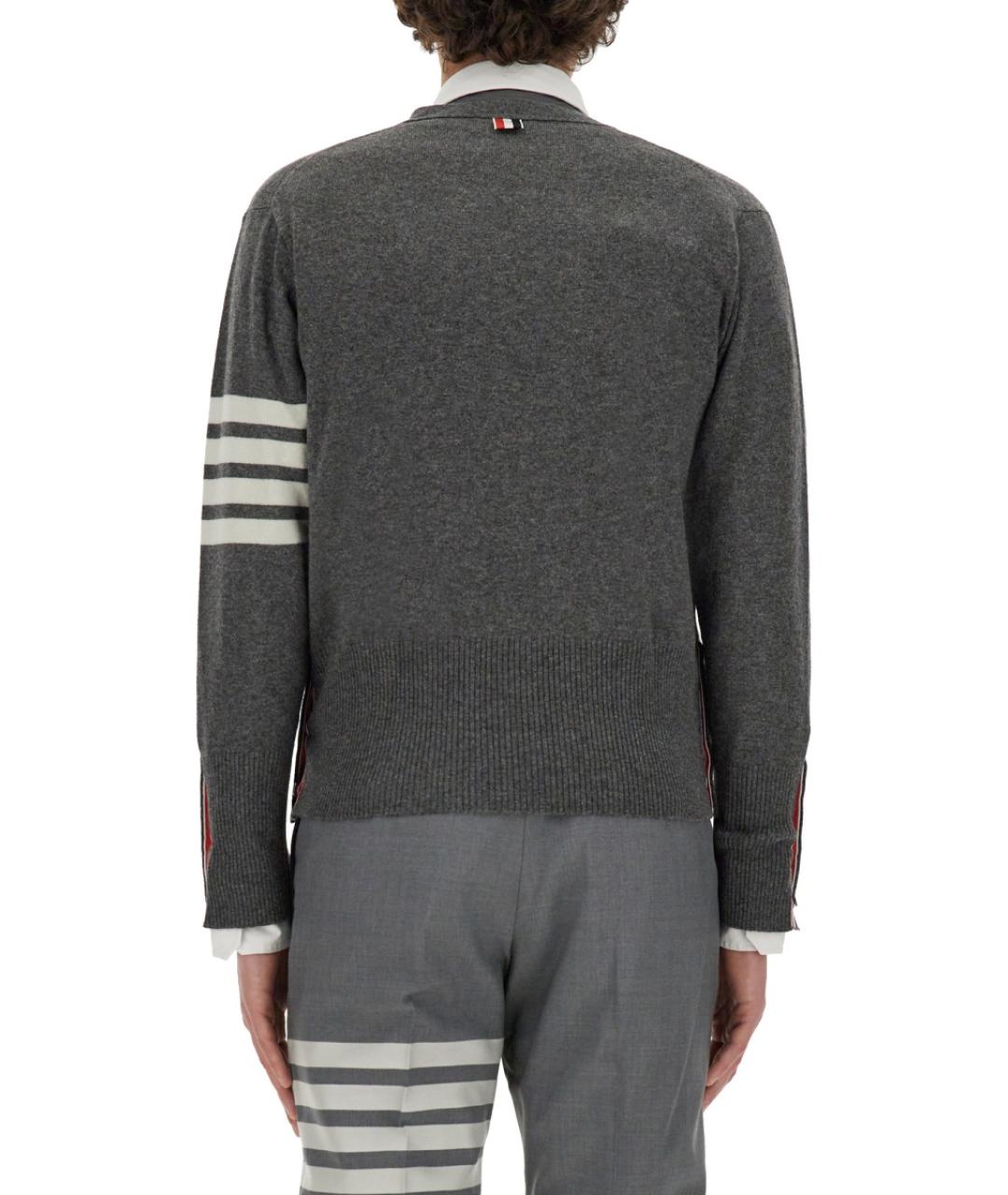THOM BROWNE Серый кашемировый кардиган, фото 4