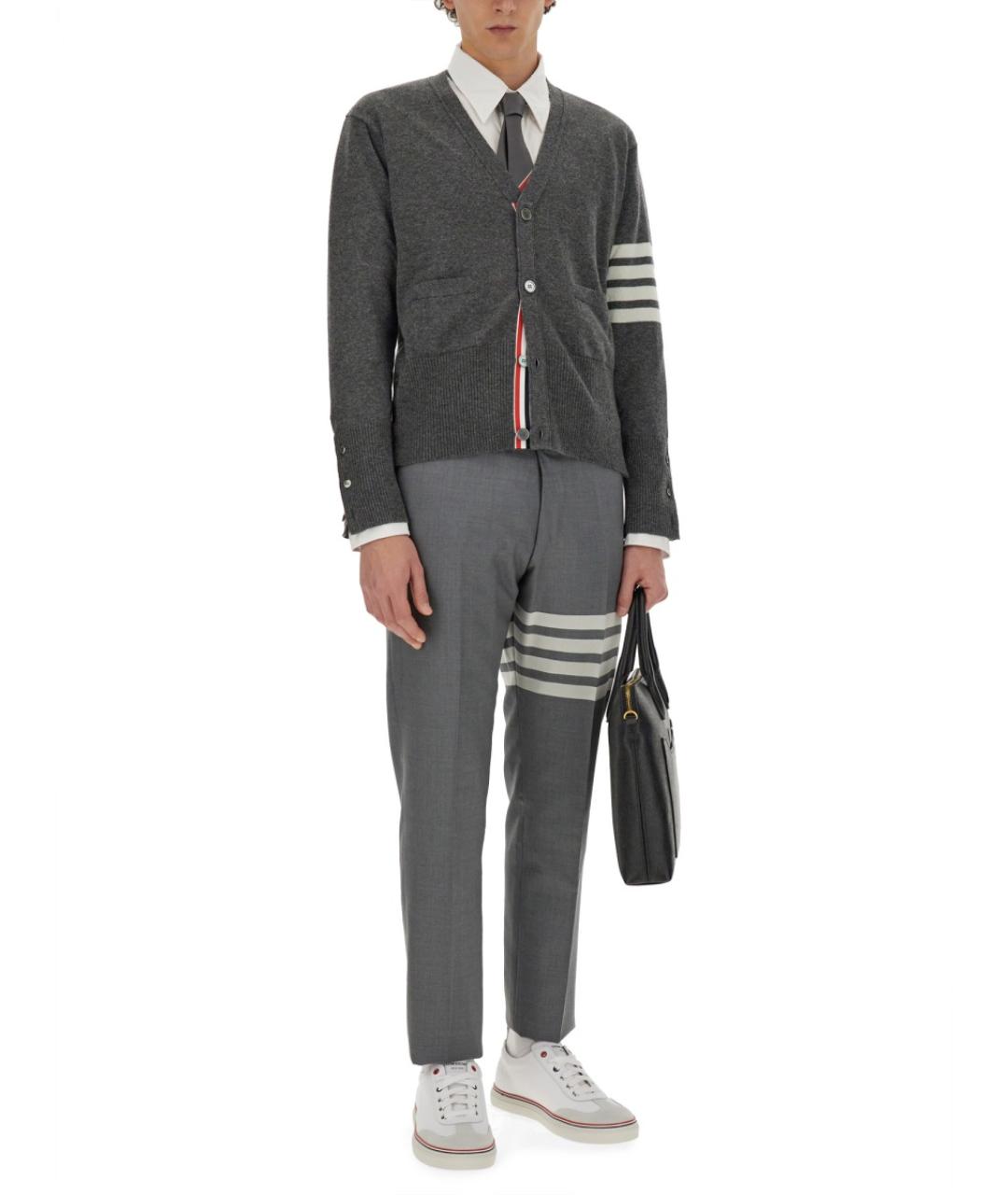 THOM BROWNE Серый кашемировый кардиган, фото 3