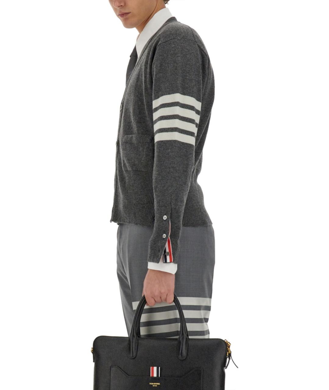 THOM BROWNE Серый кашемировый кардиган, фото 5