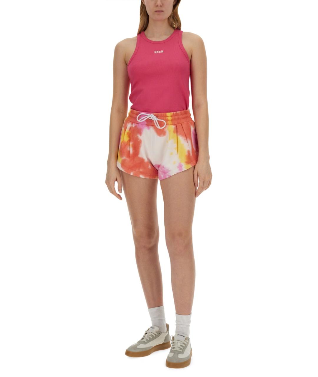 MSGM Фуксия хлопко-эластановая майка, фото 3