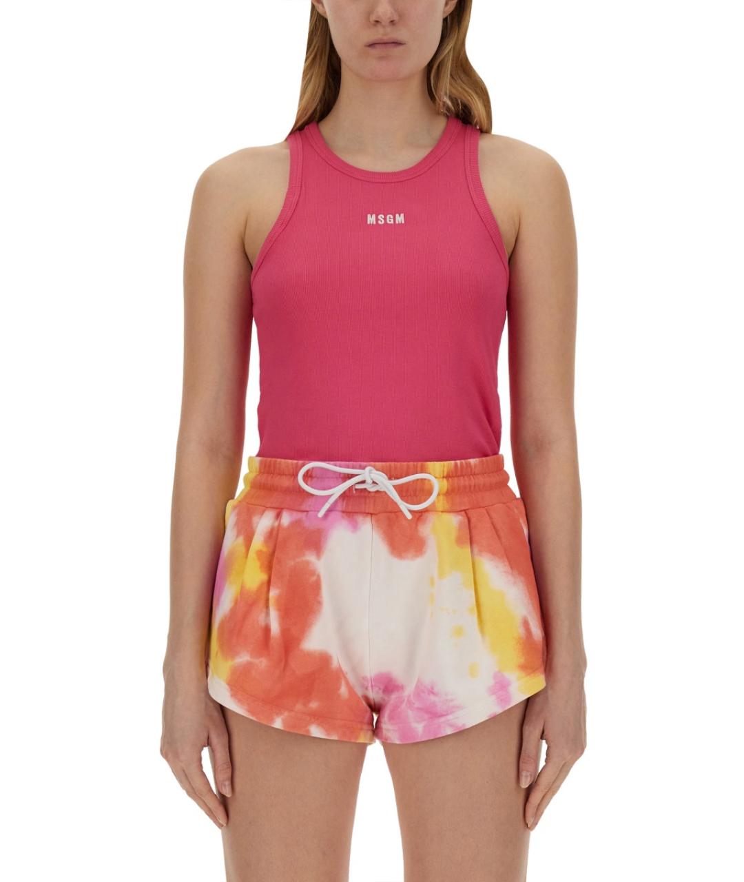 MSGM Фуксия хлопко-эластановая майка, фото 2