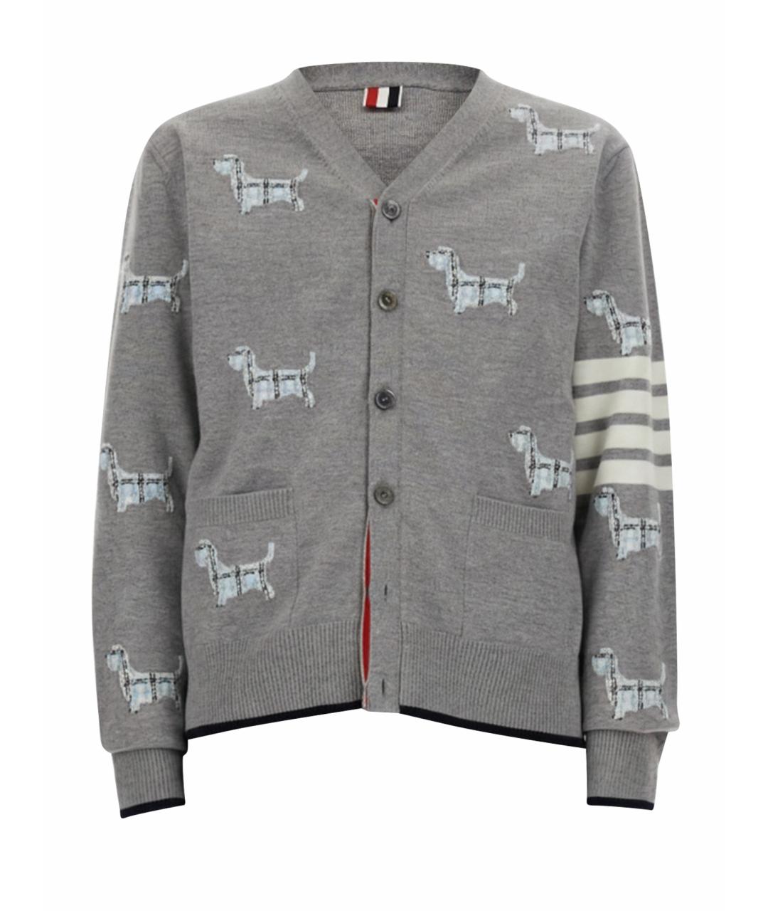 THOM BROWNE Серый шерстяной кардиган, фото 1