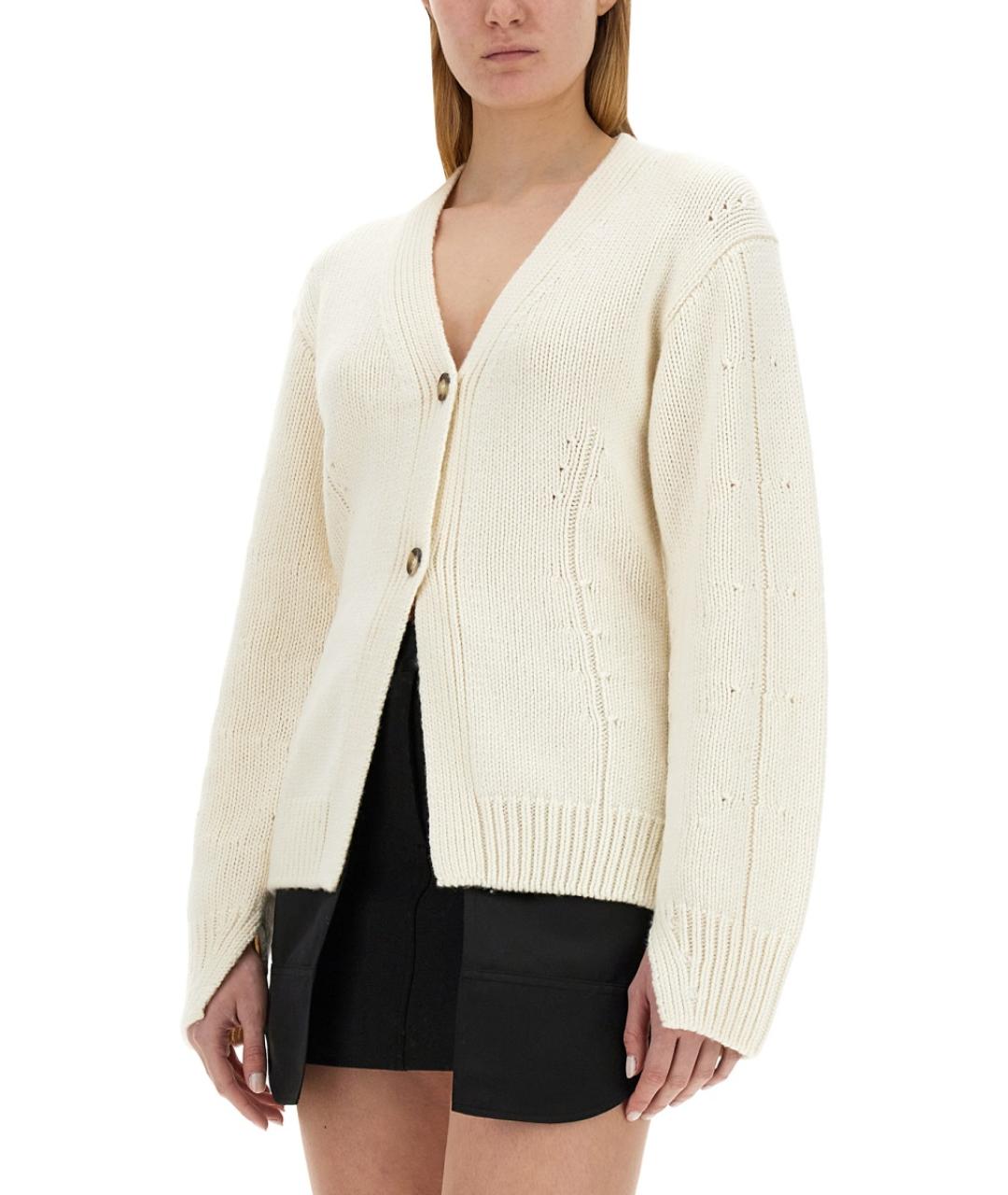 HELMUT LANG Белый шерстяной кардиган, фото 5