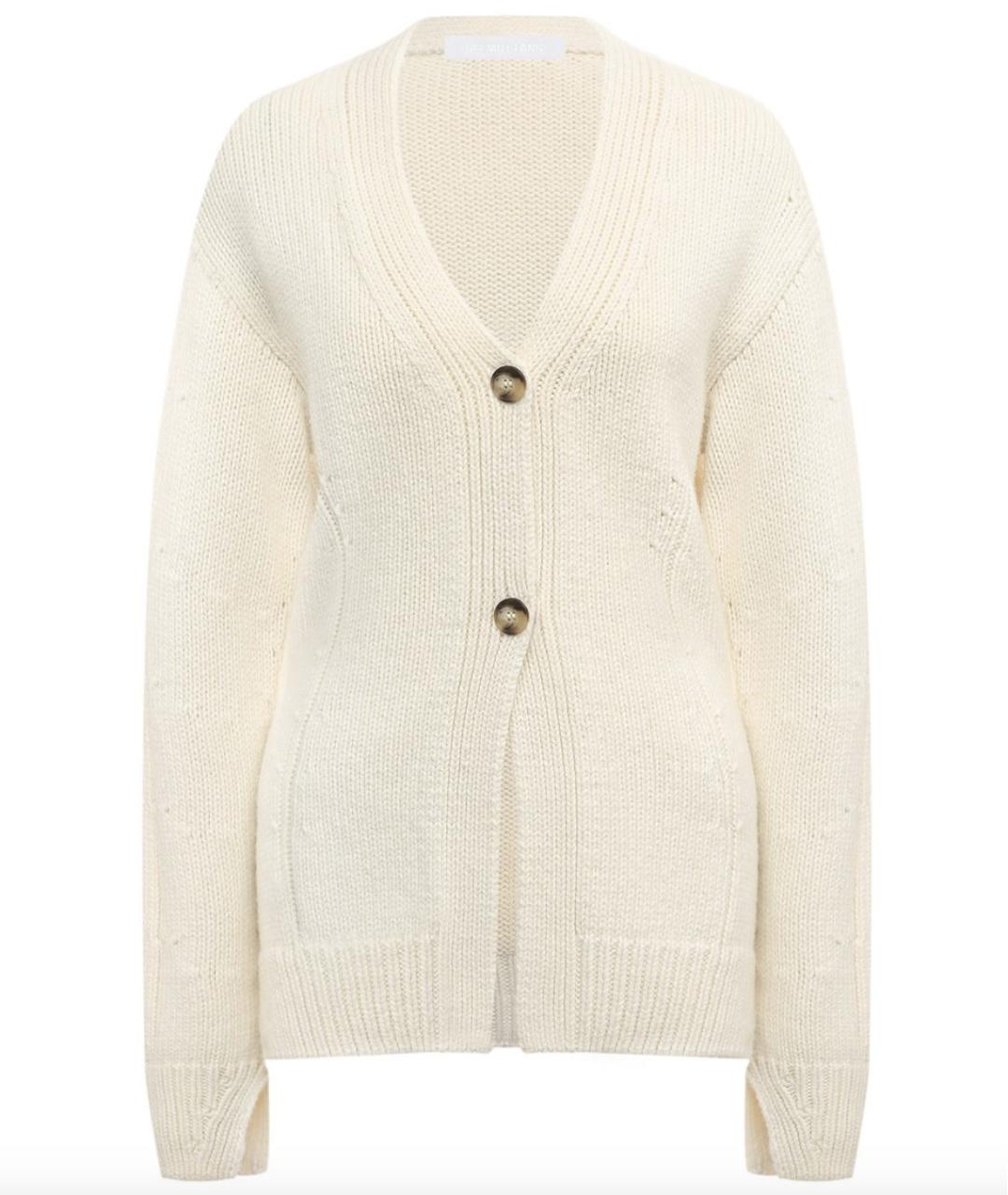 HELMUT LANG Белый шерстяной кардиган, фото 1