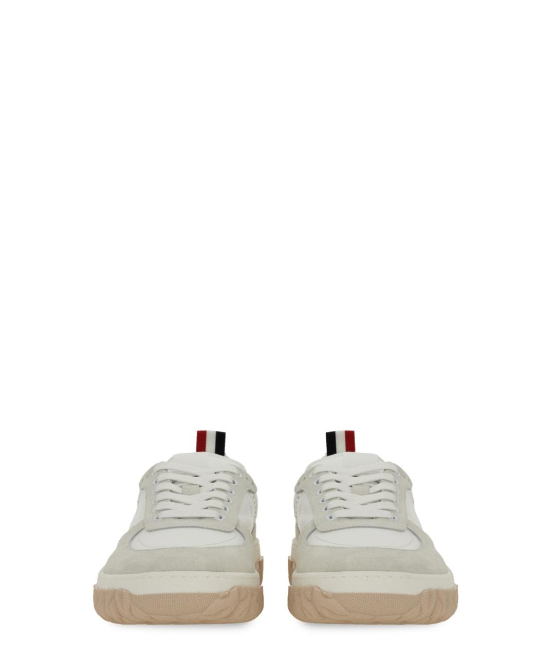 THOM BROWNE Белые кожаные низкие кроссовки / кеды, фото 4