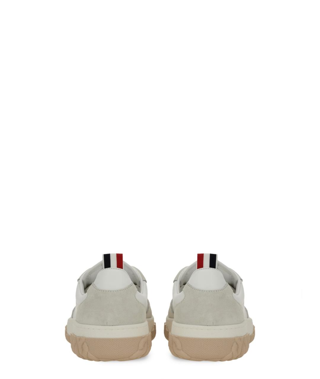 THOM BROWNE Белые кожаные низкие кроссовки / кеды, фото 3