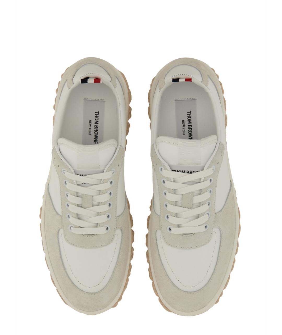THOM BROWNE Белые кожаные низкие кроссовки / кеды, фото 5