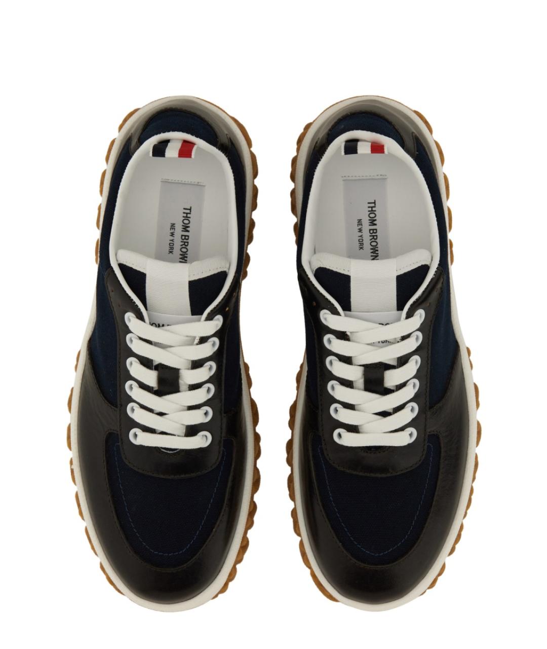 THOM BROWNE Темно-синие текстильные низкие кроссовки / кеды, фото 6