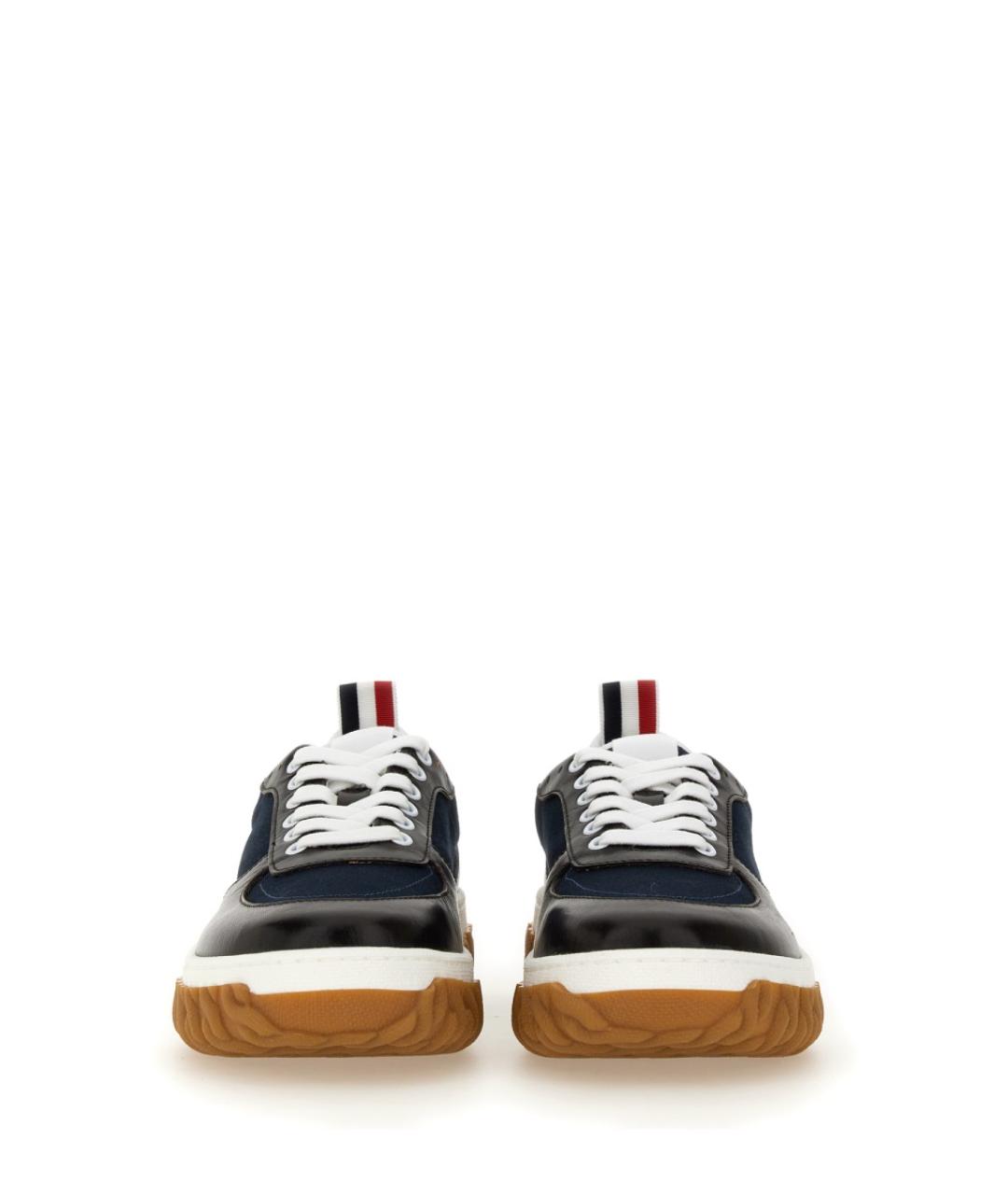 THOM BROWNE Темно-синие текстильные низкие кроссовки / кеды, фото 4