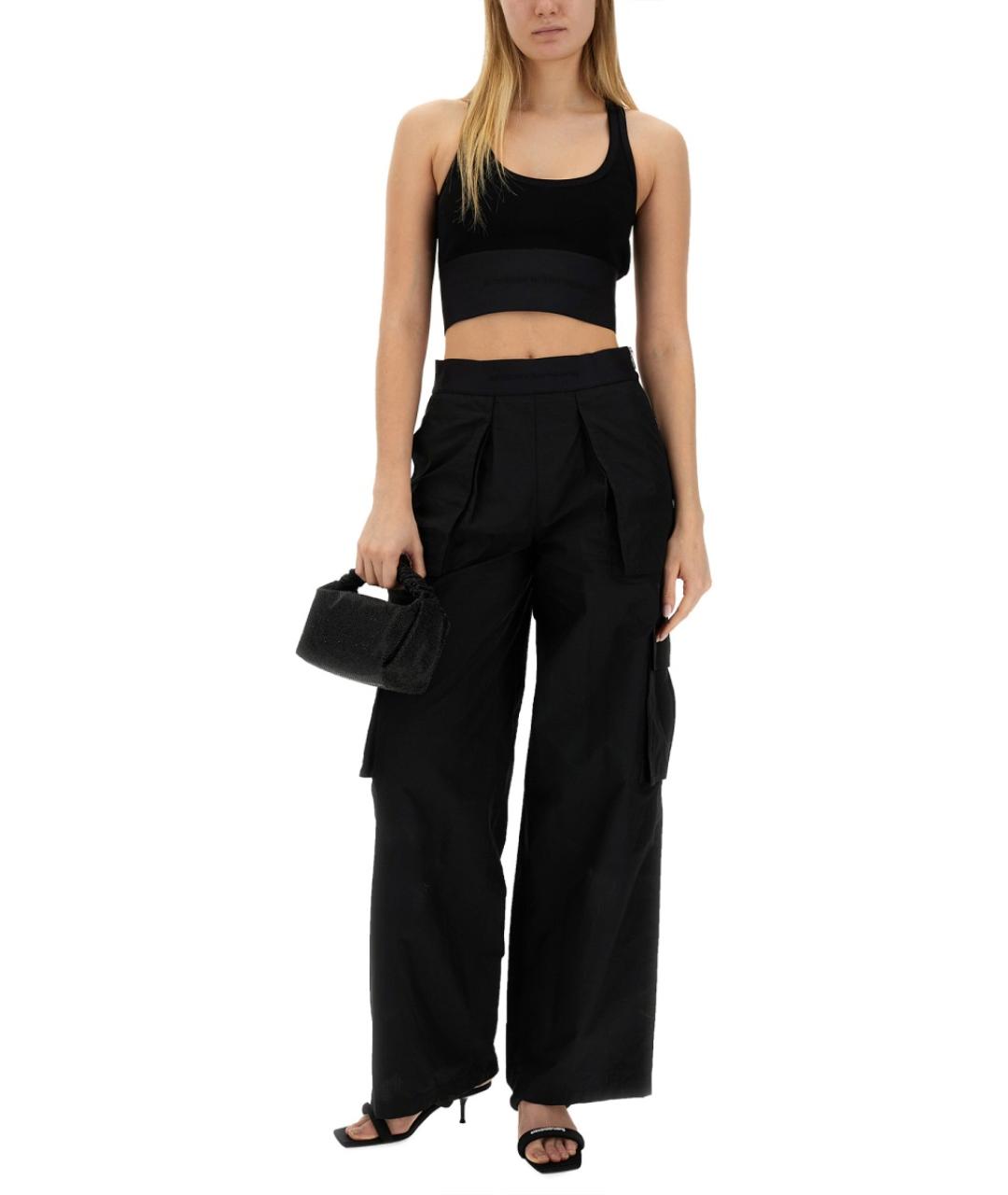 ALEXANDER WANG Черные хлопковые прямые брюки, фото 3