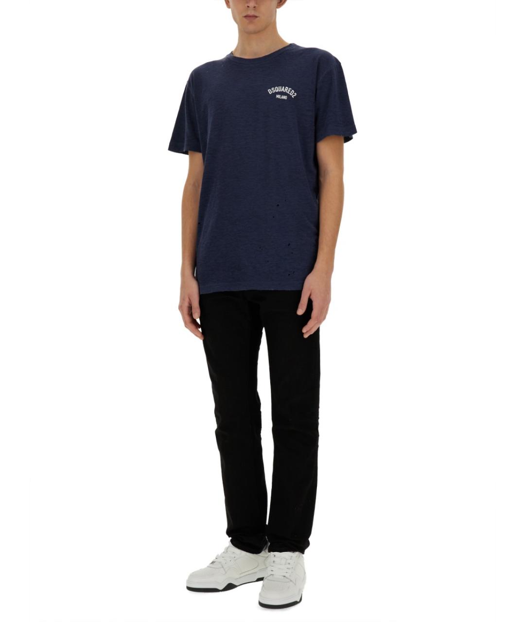 DSQUARED2 Синяя хлопковая футболка, фото 2