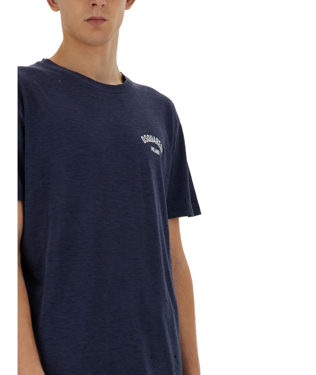 DSQUARED2 Синяя хлопковая футболка, фото 4
