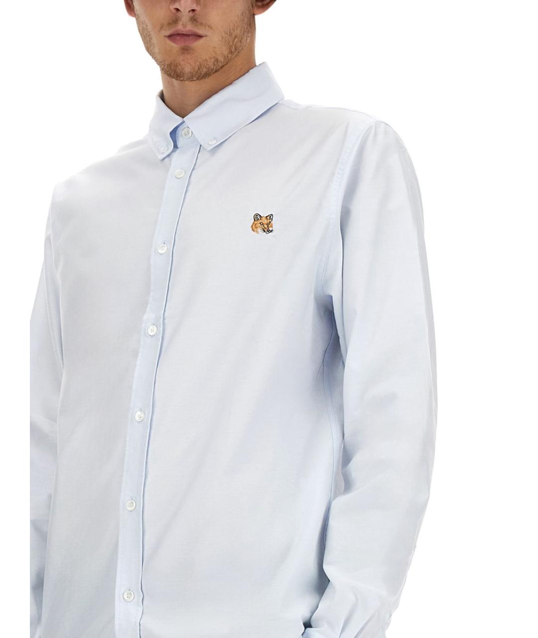 MAISON KITSUNE Голубая хлопковая кэжуал рубашка, фото 5