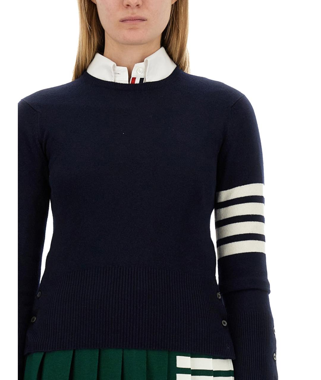 THOM BROWNE Синий кашемировый джемпер / свитер, фото 5