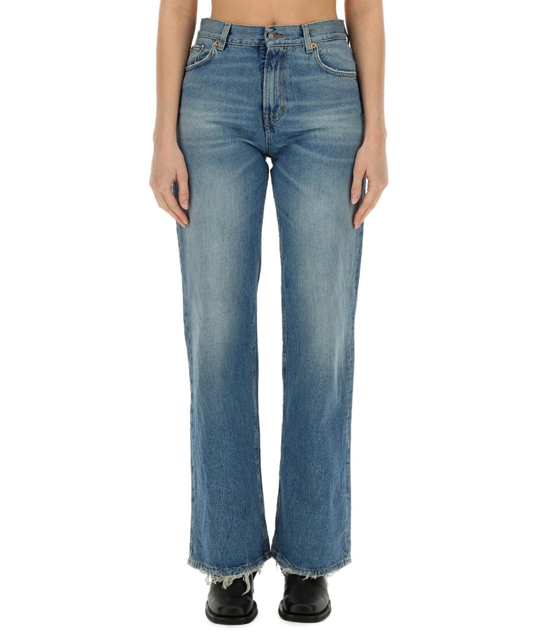 HAIKURE Синие хлопковые прямые джинсы, фото 4