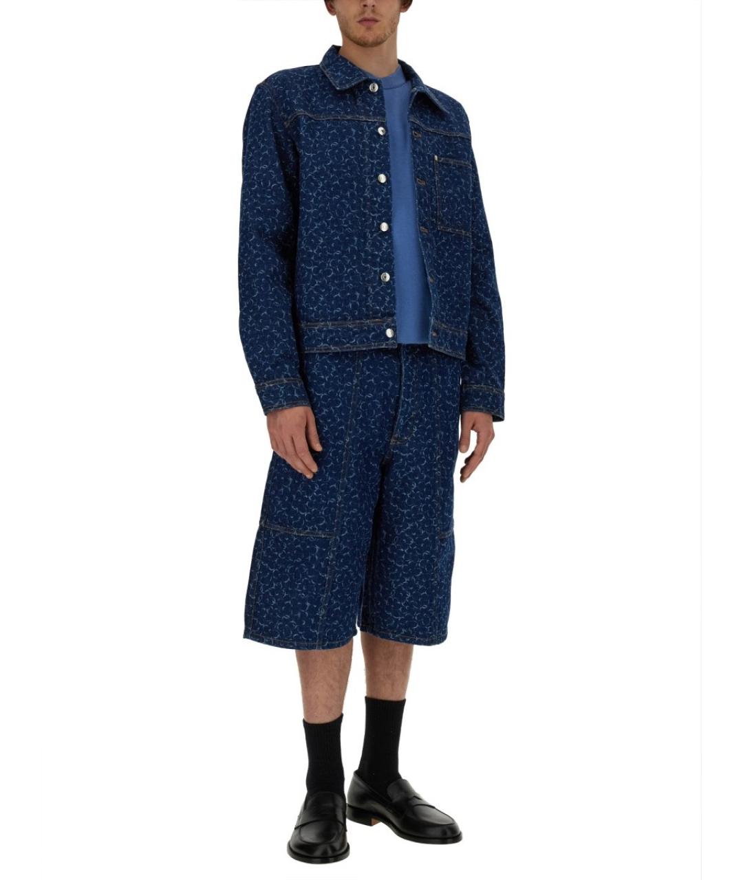 MAISON KITSUNE Синие хлопковые шорты, фото 3