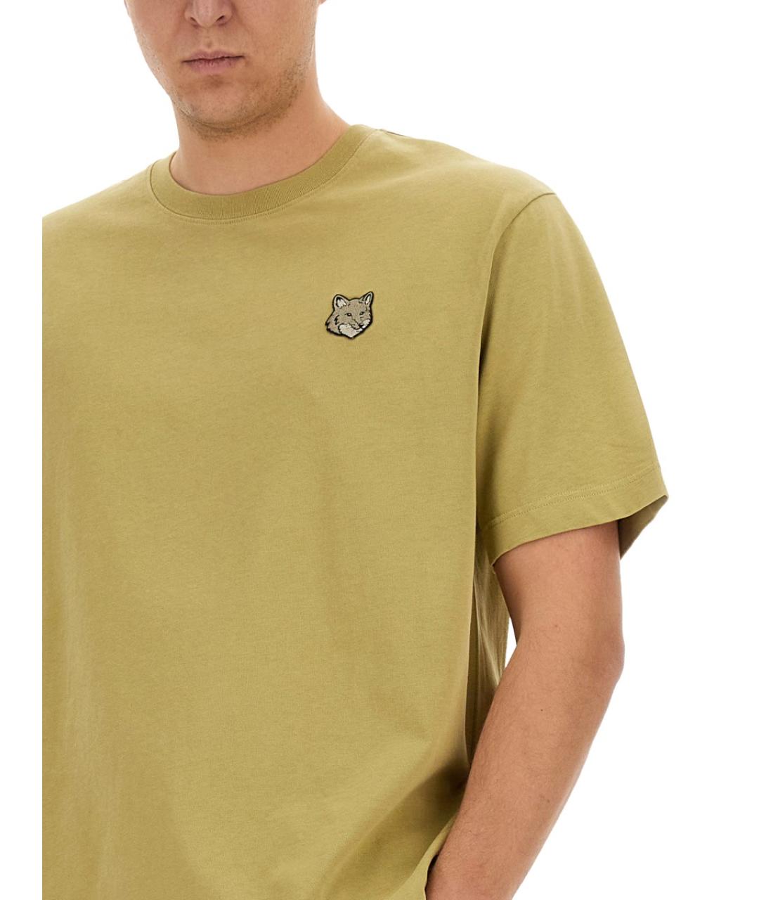 MAISON KITSUNE Зеленая хлопковая футболка, фото 5
