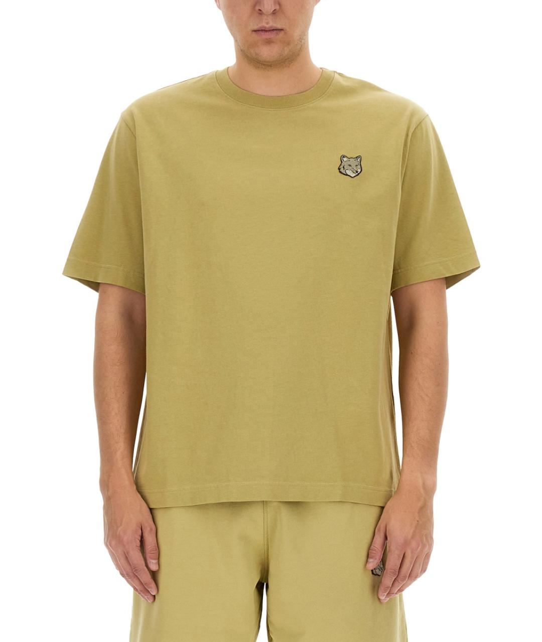 MAISON KITSUNE Зеленая хлопковая футболка, фото 2
