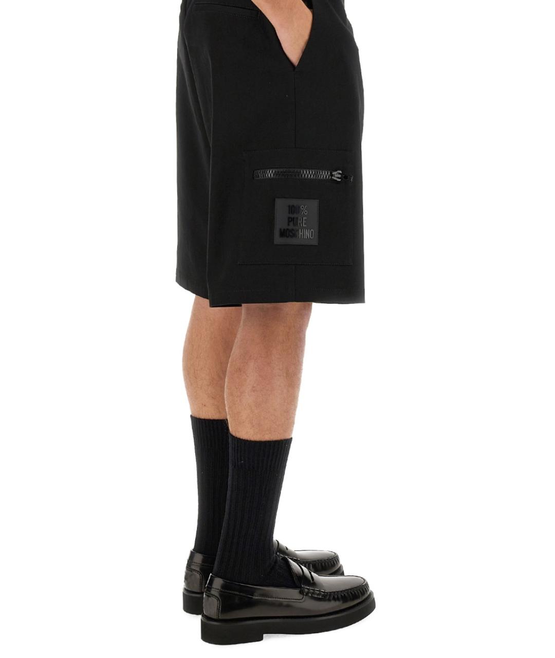MOSCHINO Черные хлопковые шорты, фото 4