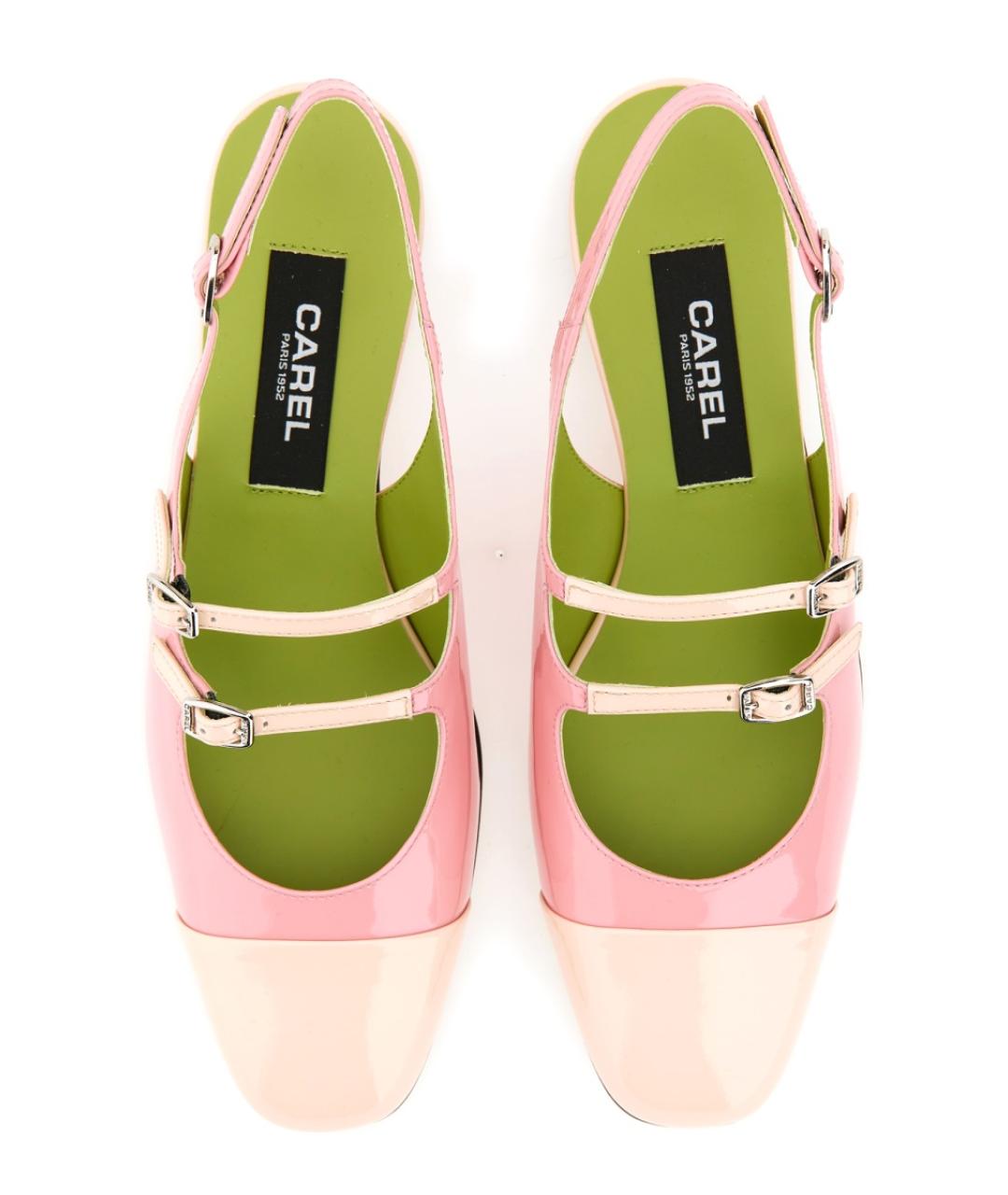 CAREL Розовые кожаные лодочки на низком каблуке, фото 5