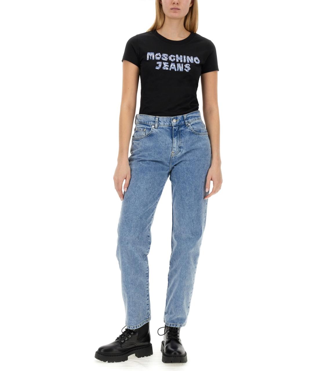 MOSCHINO JEANS Синие хлопковые прямые джинсы, фото 2