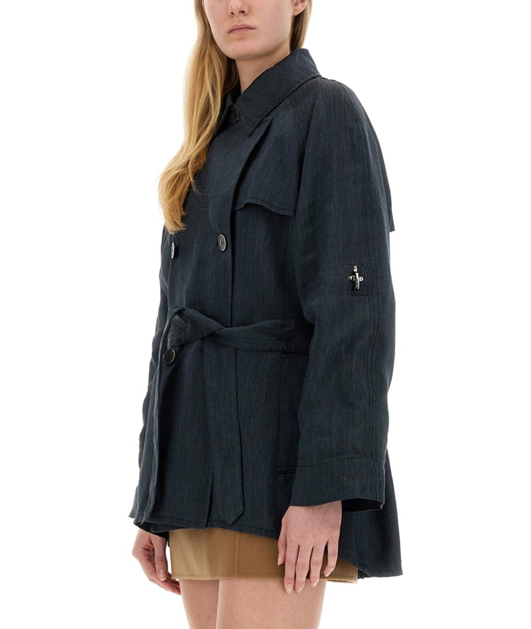 FAY Черный льняной тренч/плащ, фото 4