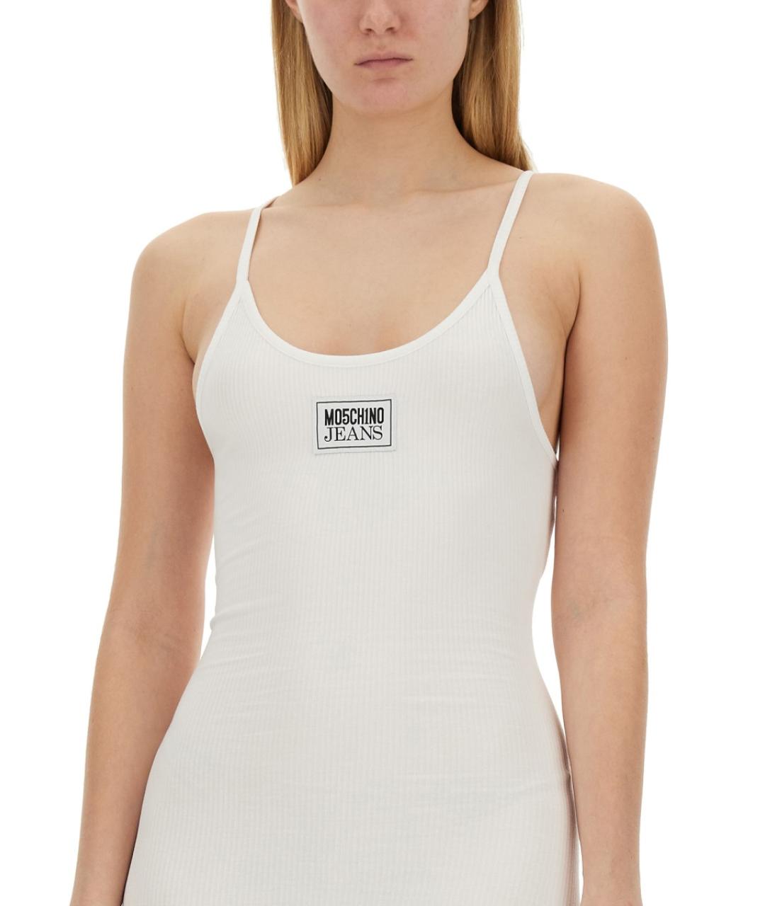 MOSCHINO JEANS Белое вискозное повседневное платье, фото 4