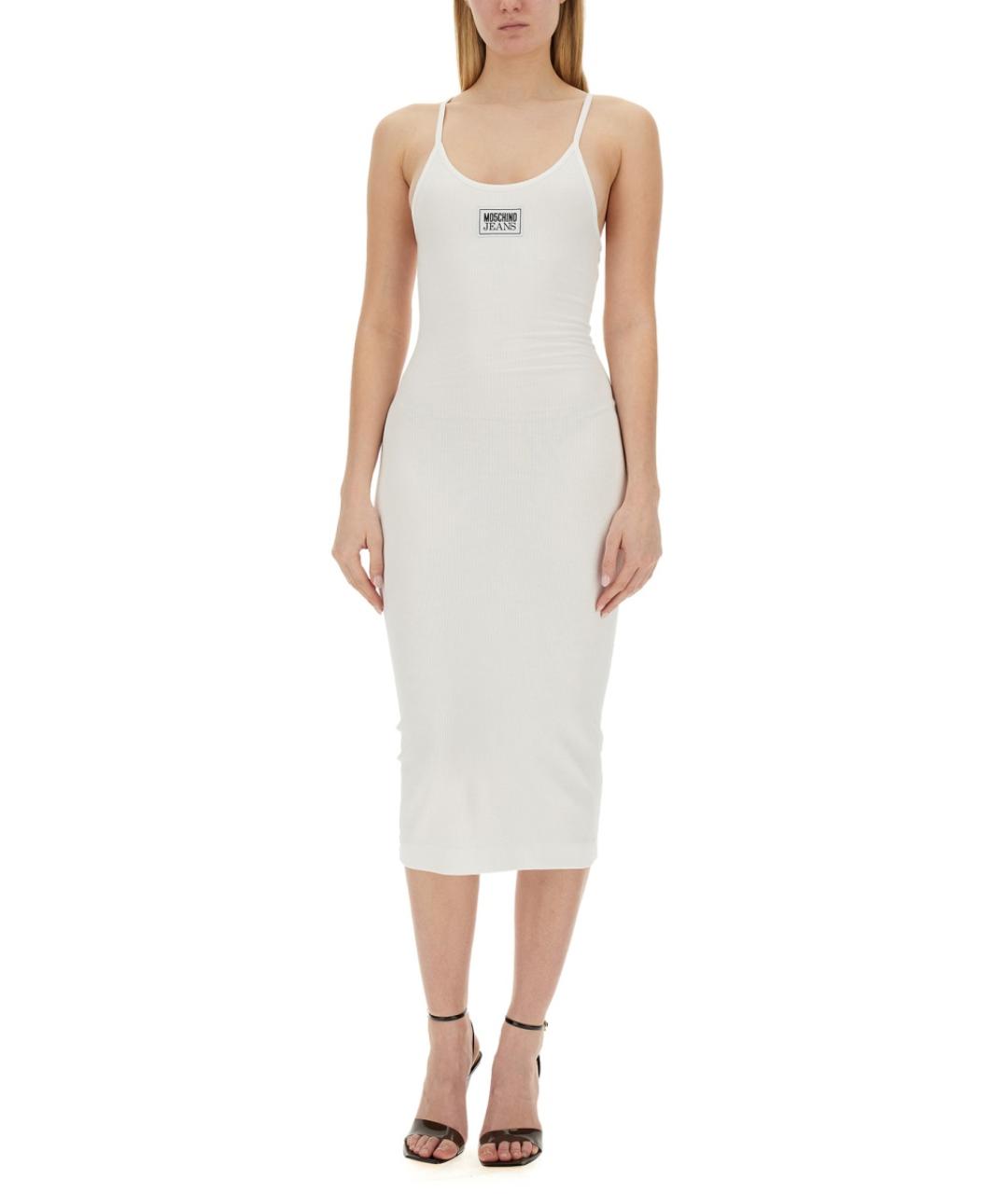 MOSCHINO JEANS Белое вискозное повседневное платье, фото 2