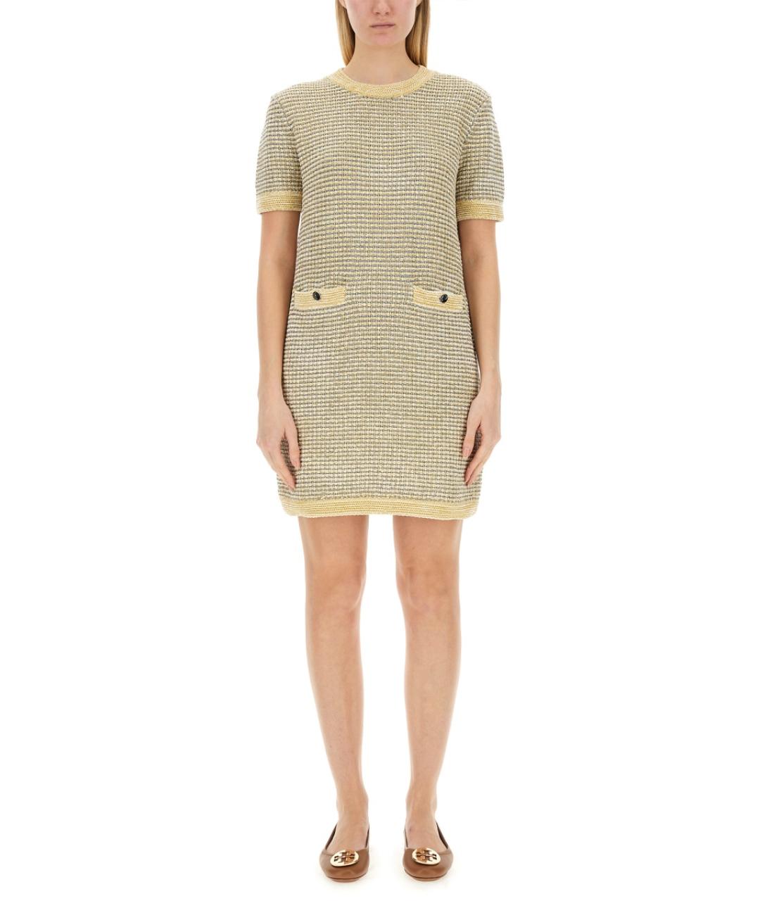 TORY BURCH Бежевое вискозное повседневное платье, фото 5