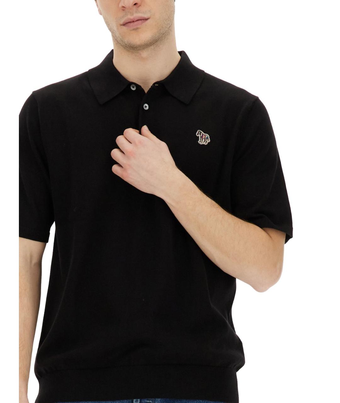 PS BY PAUL SMITH Черное хлопковое поло с коротким рукавом, фото 4