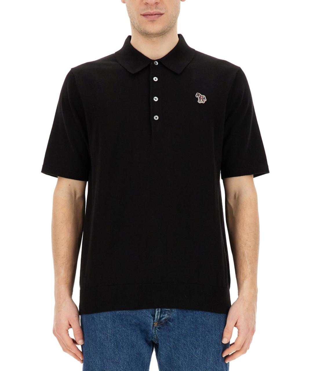 PS BY PAUL SMITH Черное хлопковое поло с коротким рукавом, фото 5