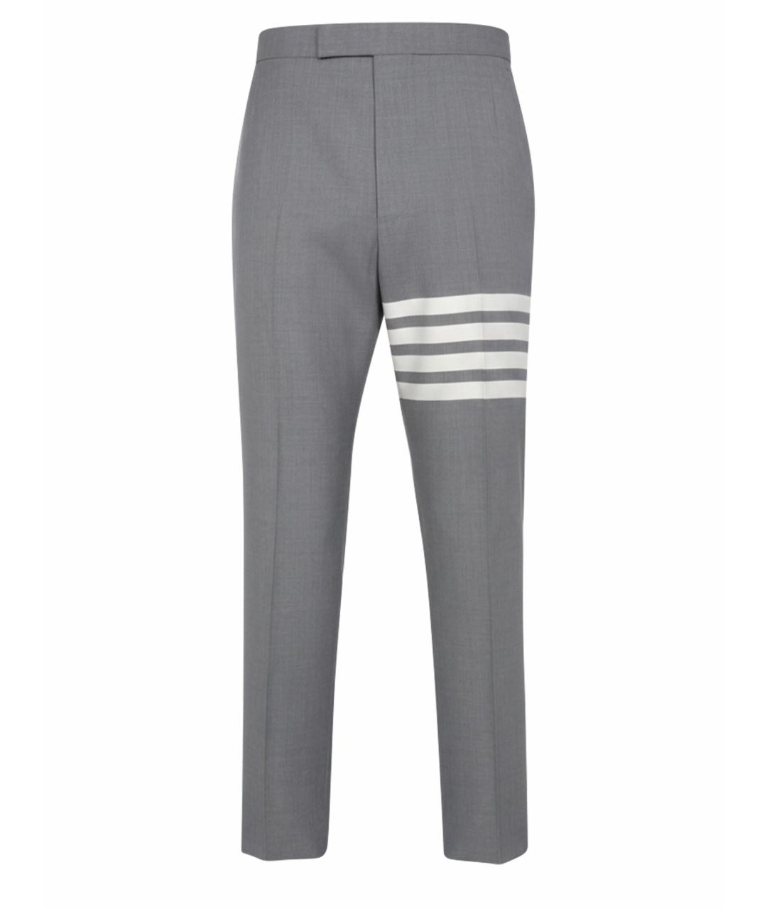 THOM BROWNE Серые шерстяные повседневные брюки, фото 1