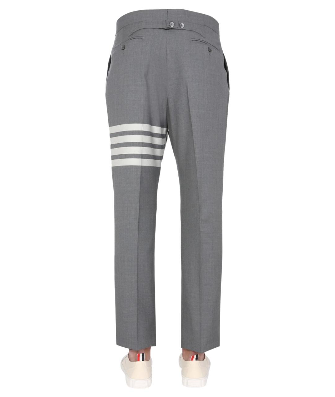 THOM BROWNE Серые шерстяные повседневные брюки, фото 6