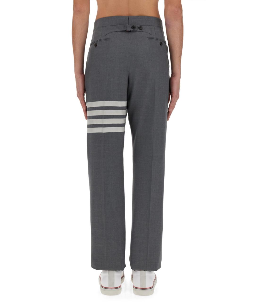 THOM BROWNE Серые шерстяные повседневные брюки, фото 7