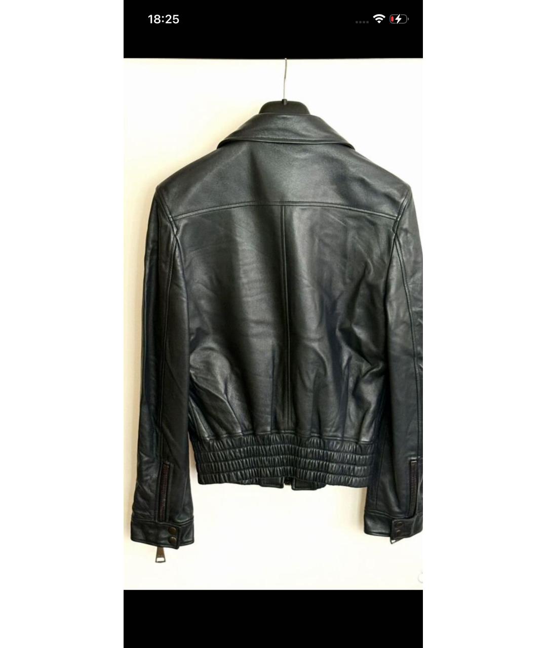 DOLCE&GABBANA Темно-синяя кожаная куртка, фото 2