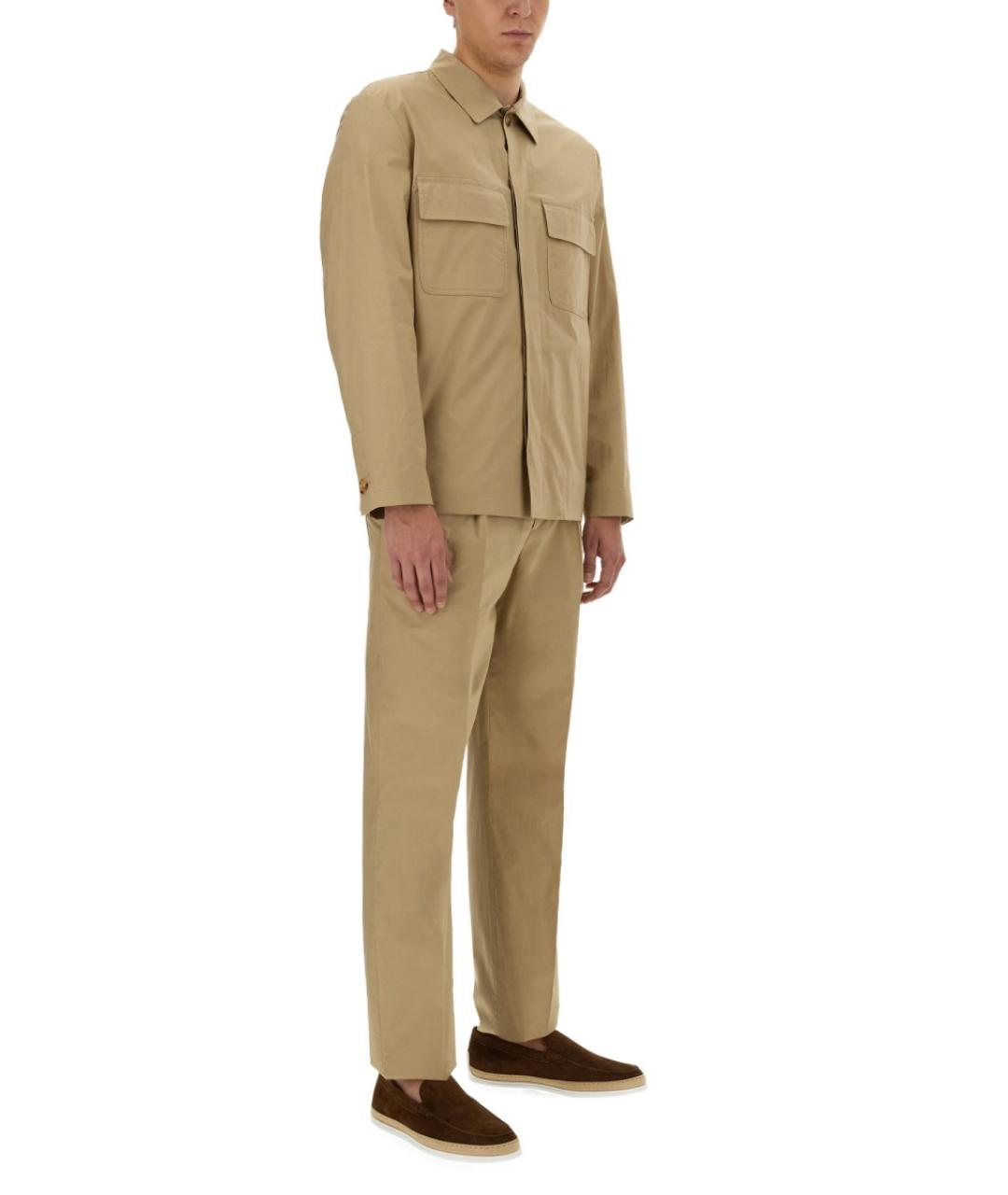 LARDINI Бежевые хлопковые повседневные брюки, фото 2