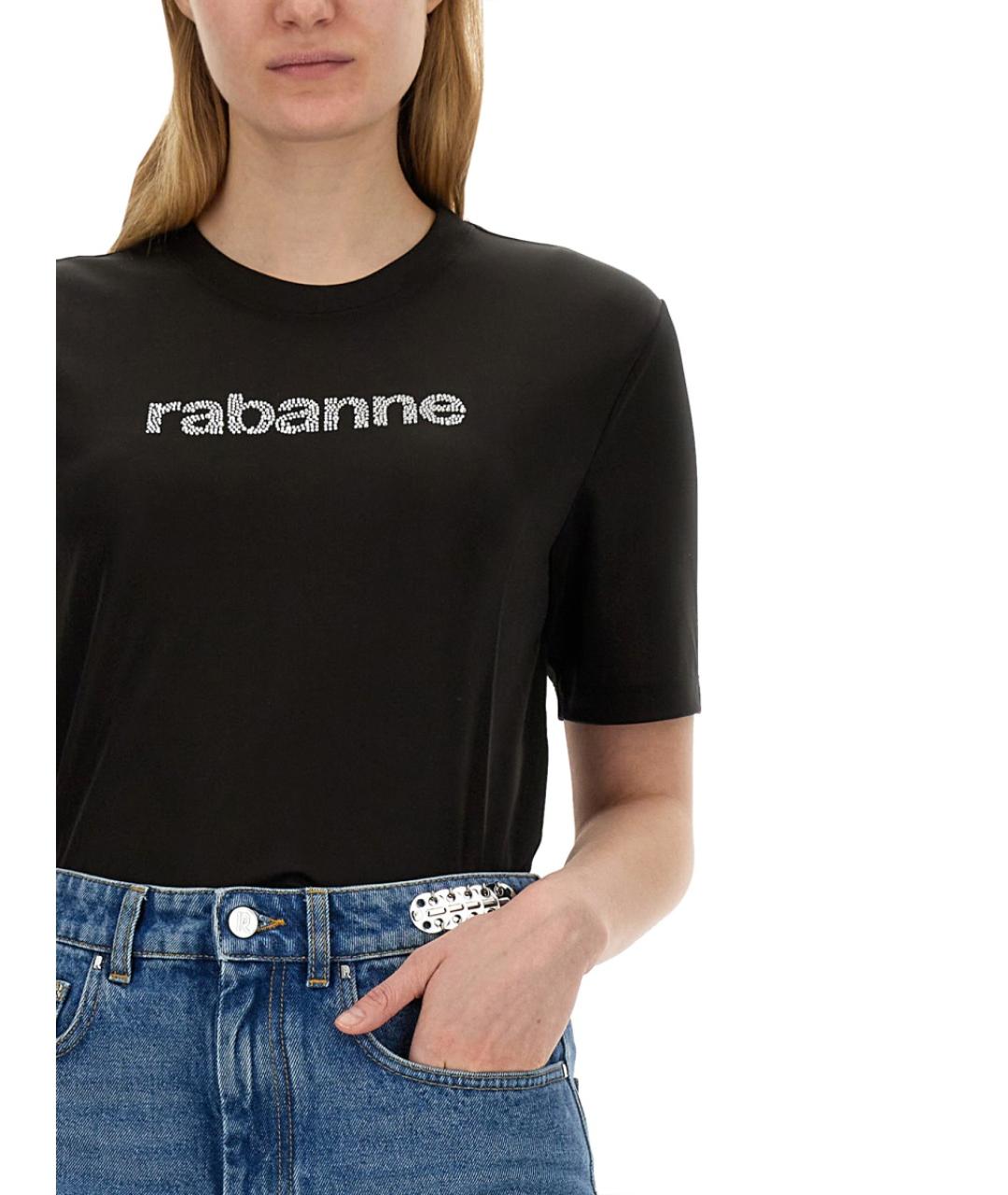 PACO RABANNE Черная полиамидовая футболка, фото 4