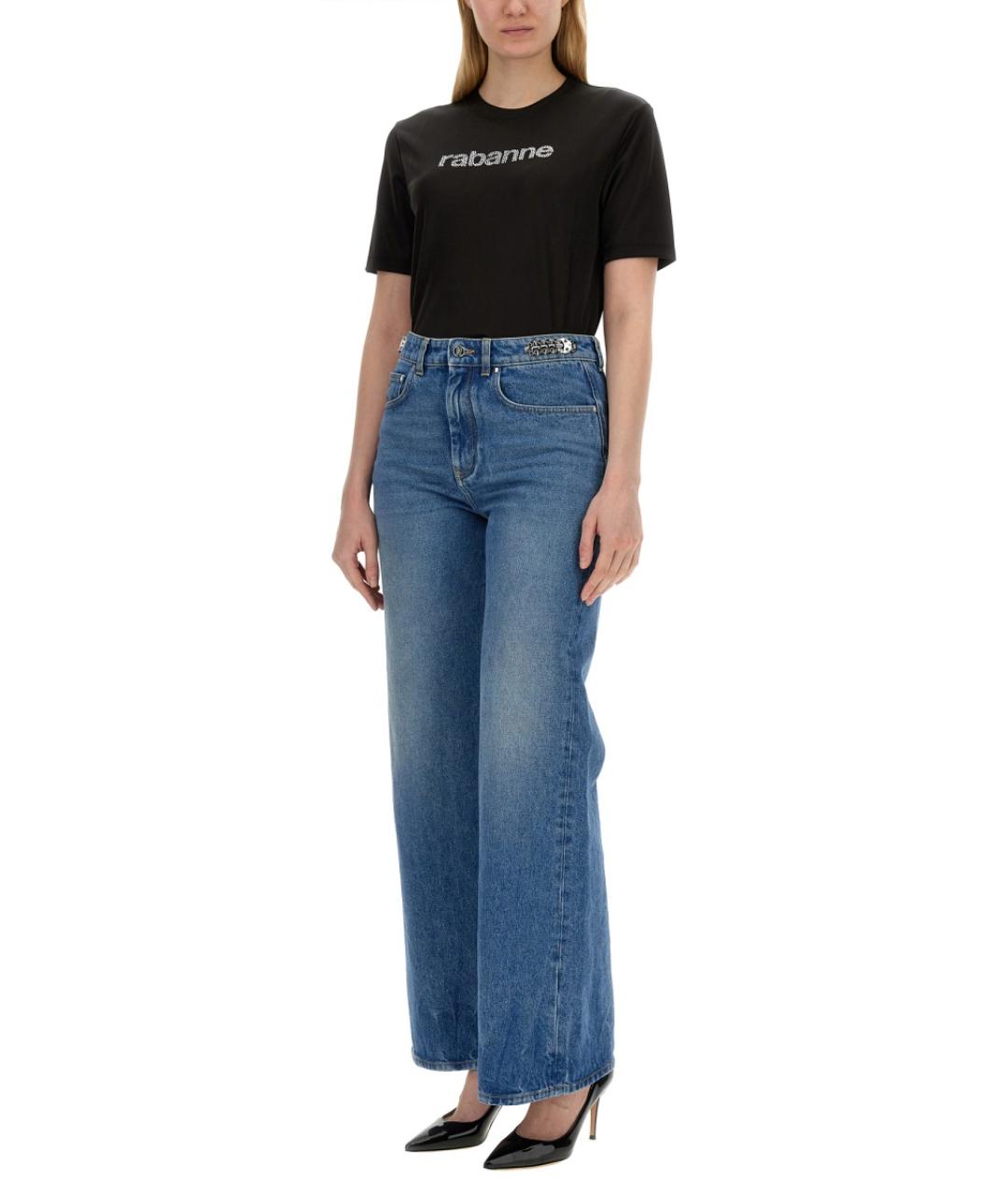 PACO RABANNE Черная полиамидовая футболка, фото 2