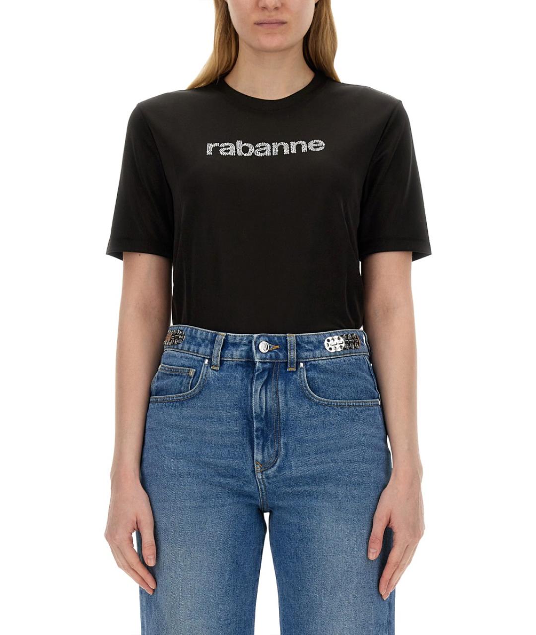 PACO RABANNE Черная полиамидовая футболка, фото 5