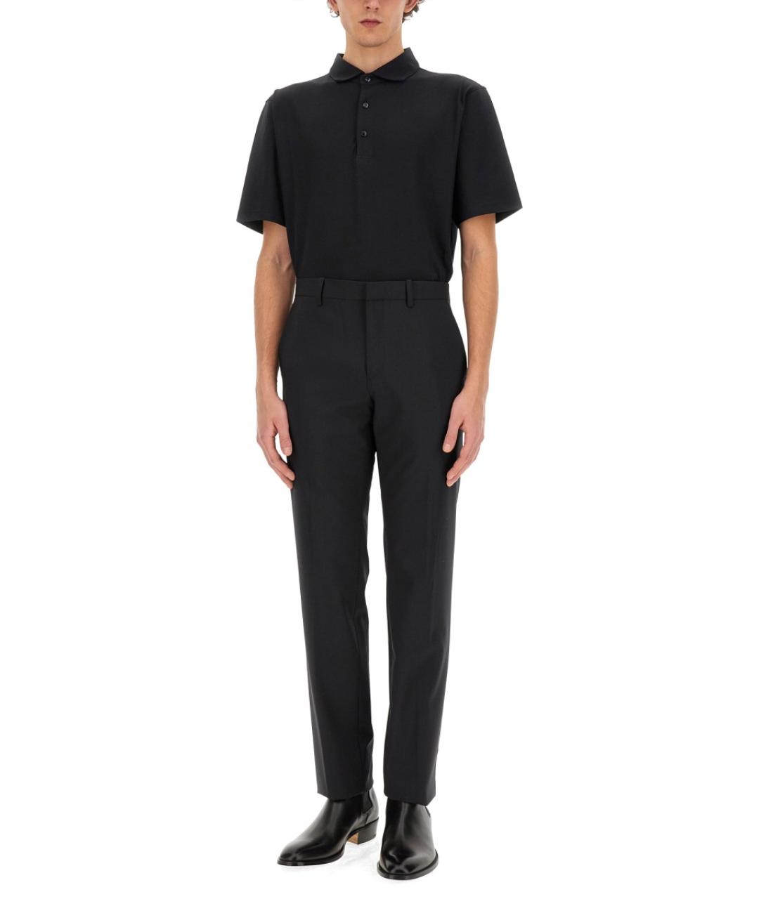 LARDINI Черное хлопковое поло с коротким рукавом, фото 2