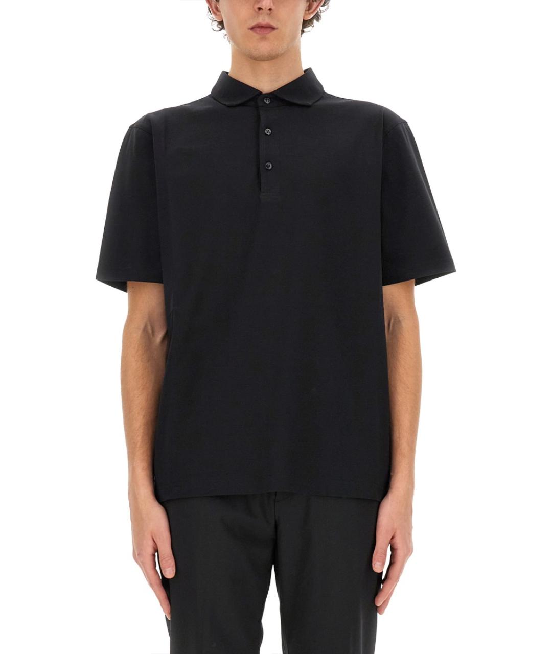 LARDINI Черное хлопковое поло с коротким рукавом, фото 5