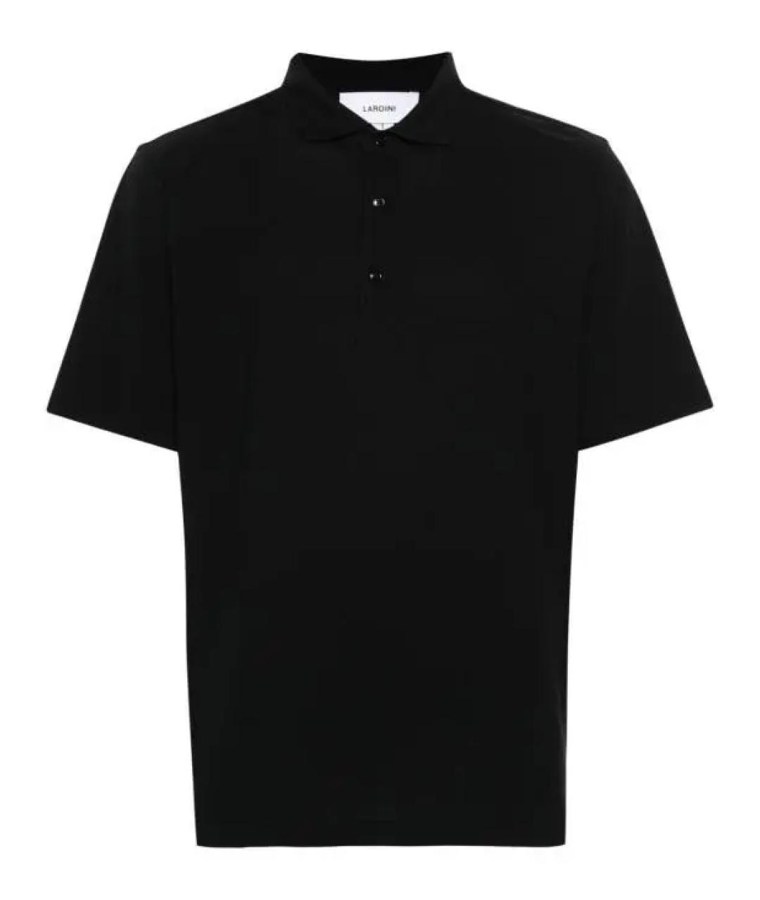 LARDINI Черное хлопковое поло с коротким рукавом, фото 1