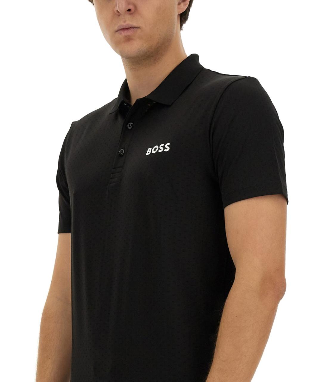 HUGO BOSS Черное поло с коротким рукавом, фото 4
