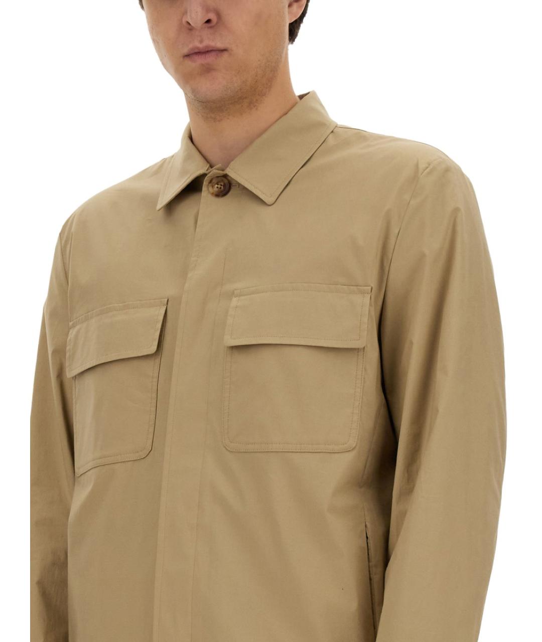 LARDINI Бежевая хлопковая кэжуал рубашка, фото 4