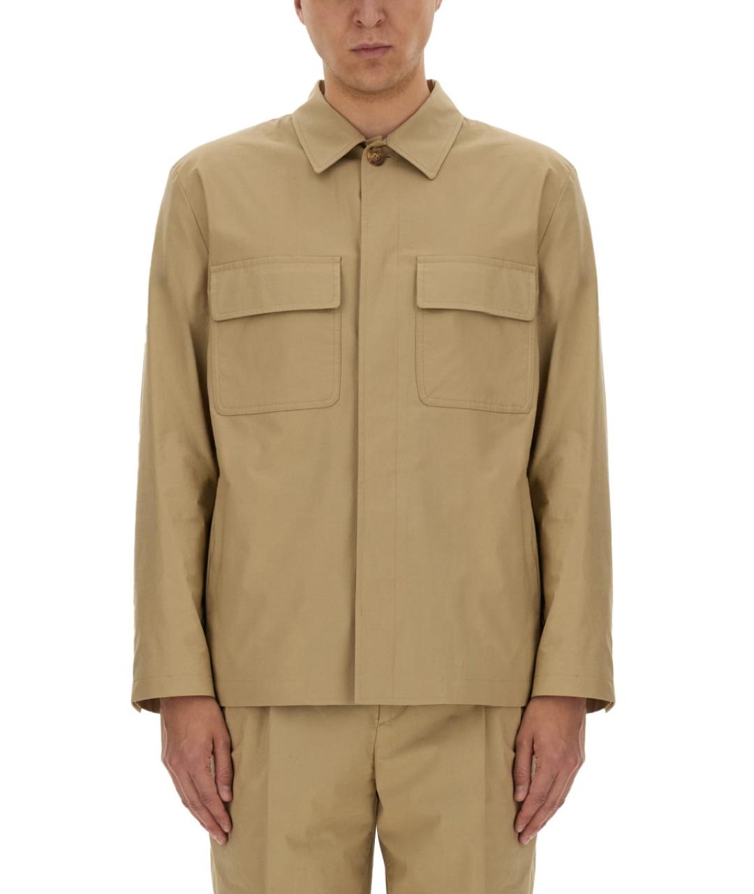 LARDINI Бежевая хлопковая кэжуал рубашка, фото 5