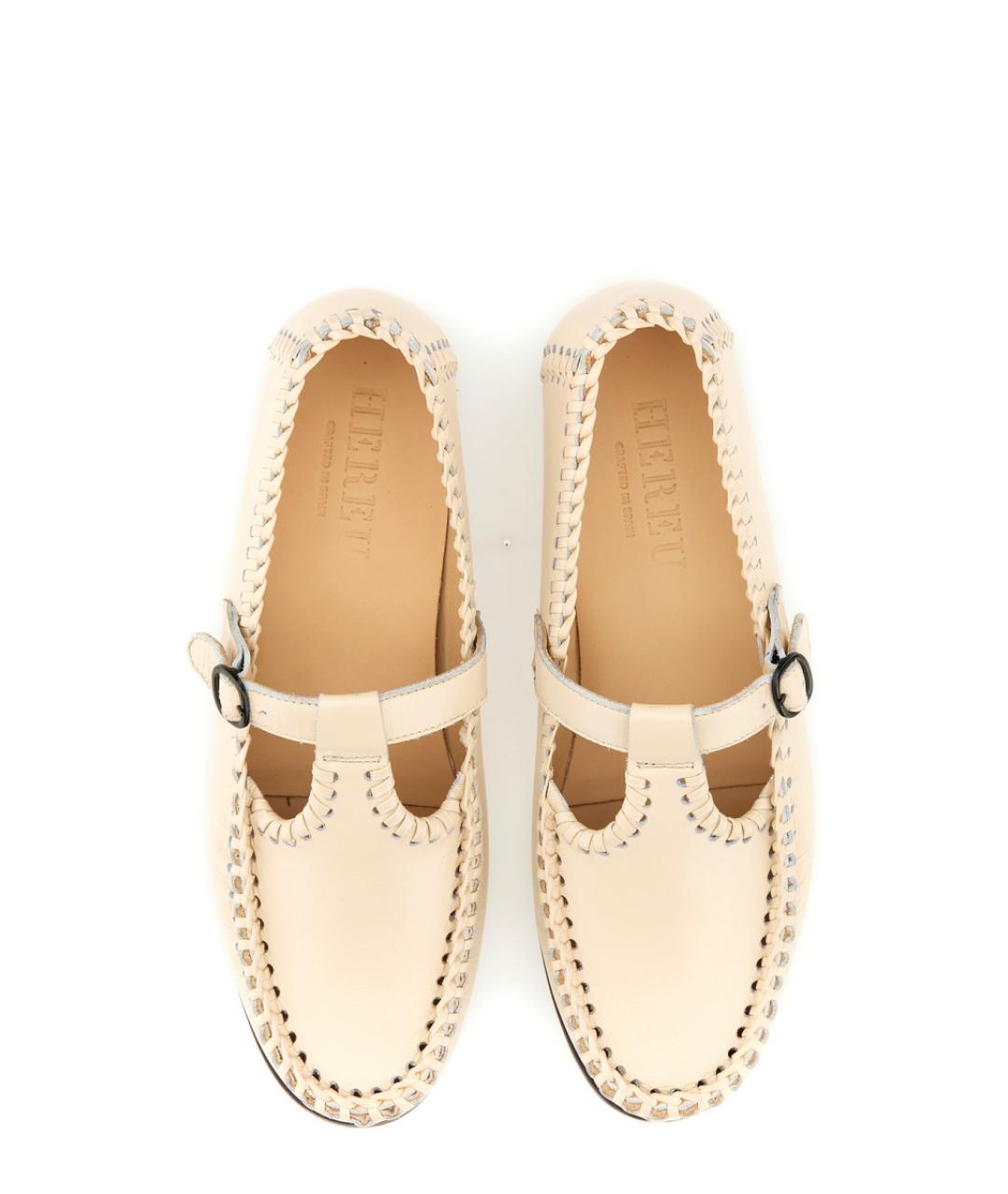 HEREU Белые кожаные мокасины, фото 6