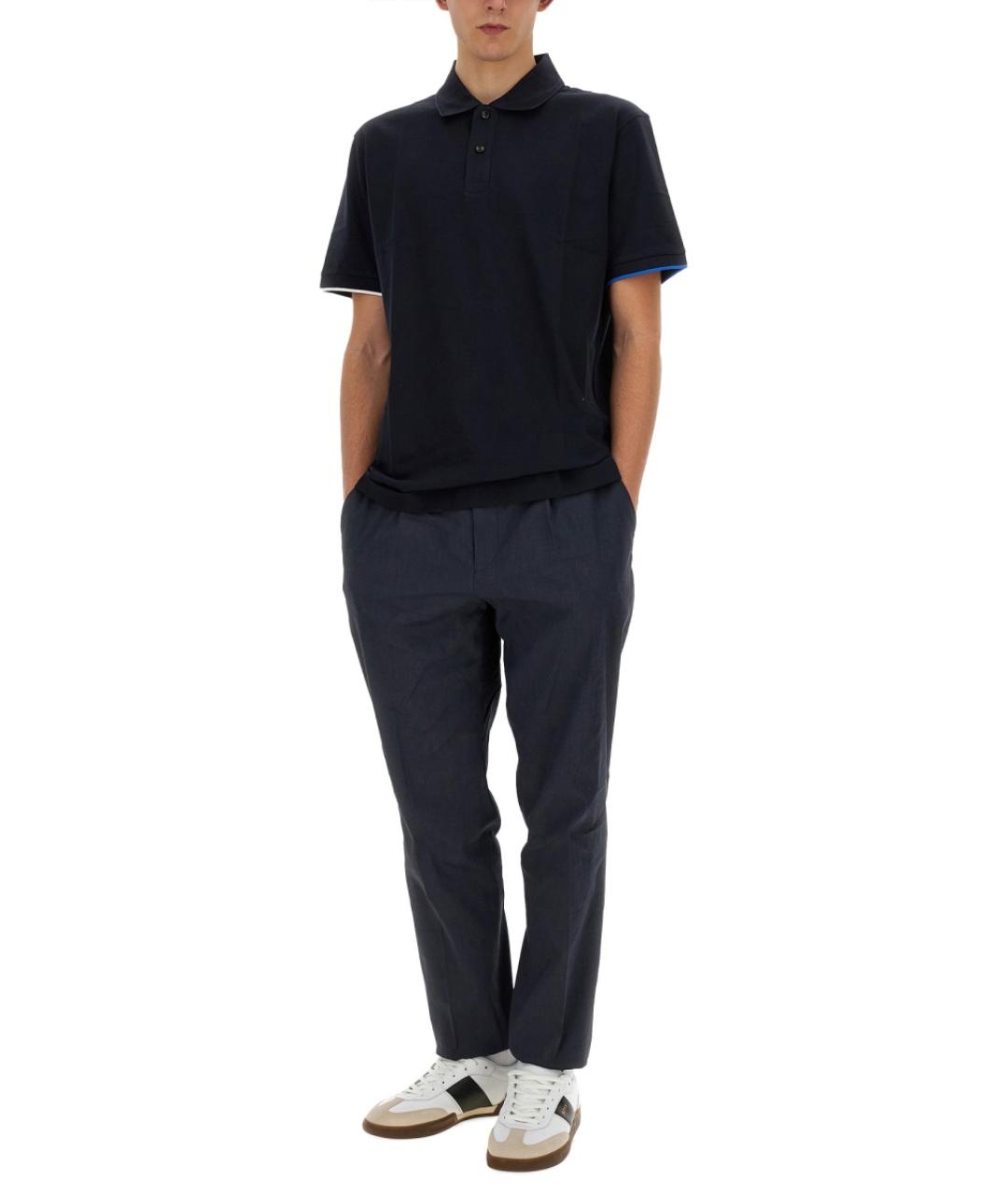 HUGO BOSS Синее хлопковое поло с коротким рукавом, фото 2