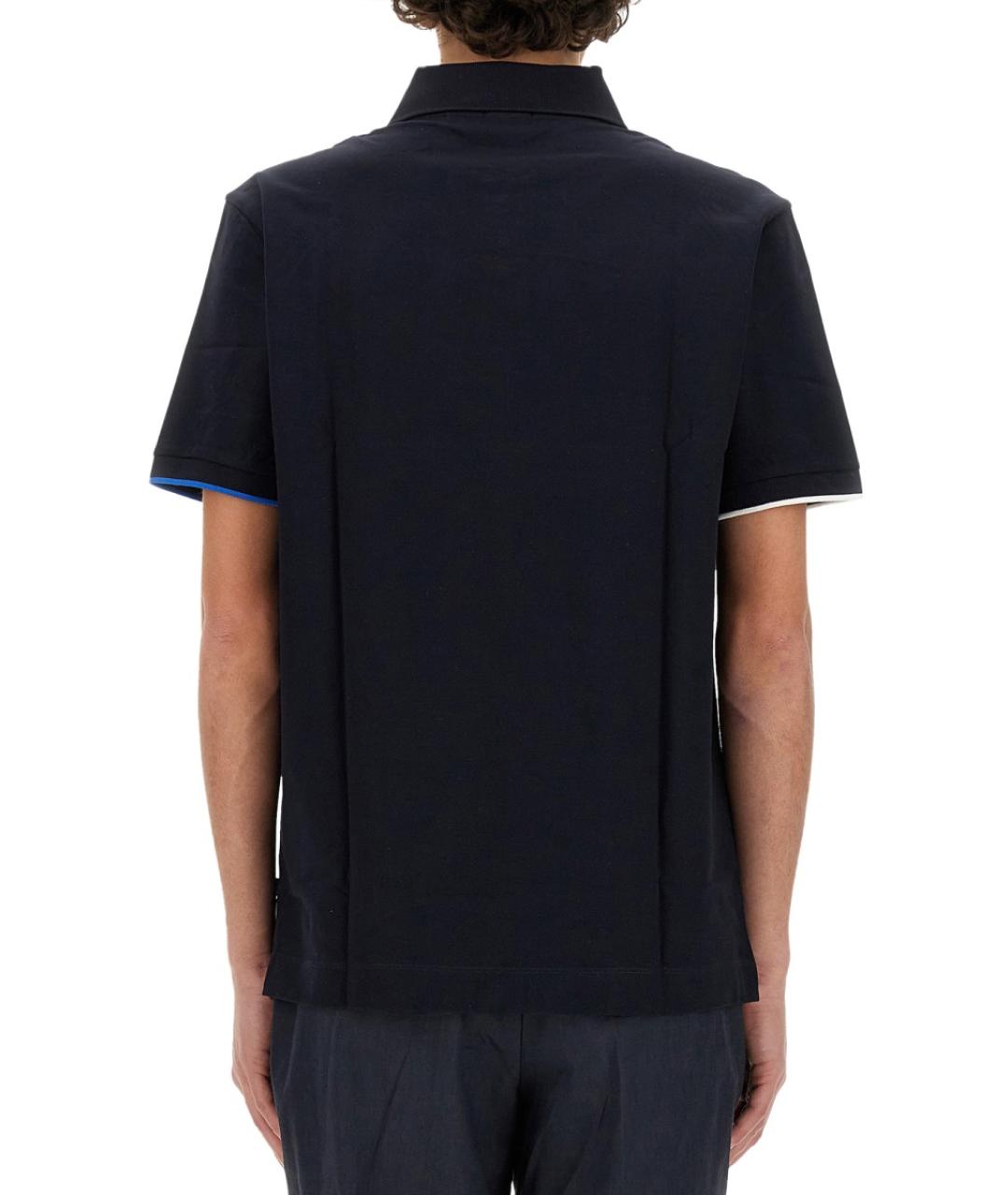 HUGO BOSS Синее хлопковое поло с коротким рукавом, фото 3