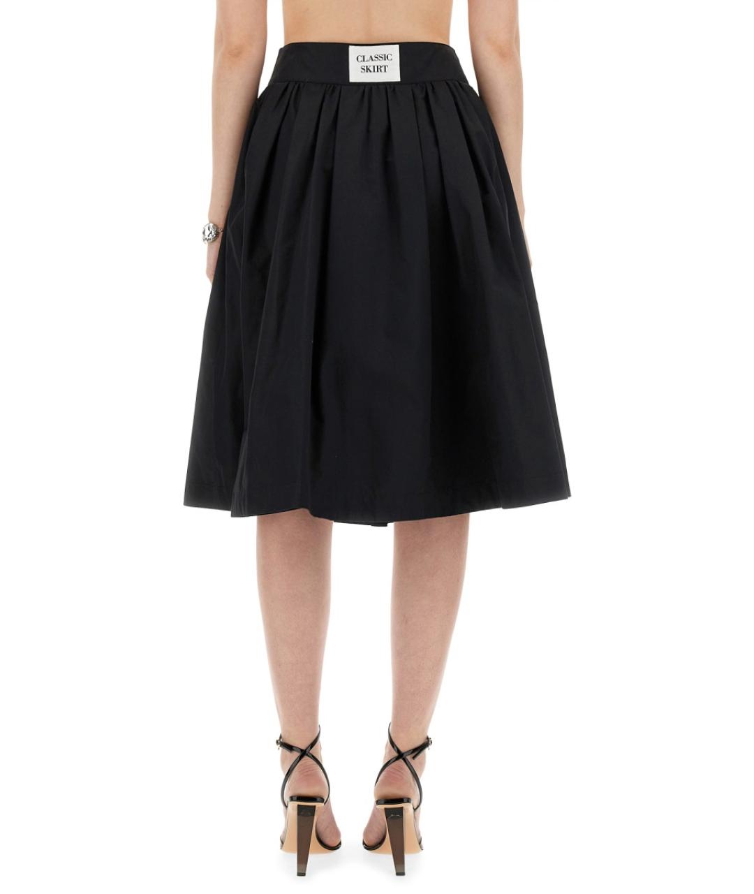 MOSCHINO Черная хлопко-эластановая юбка миди, фото 4